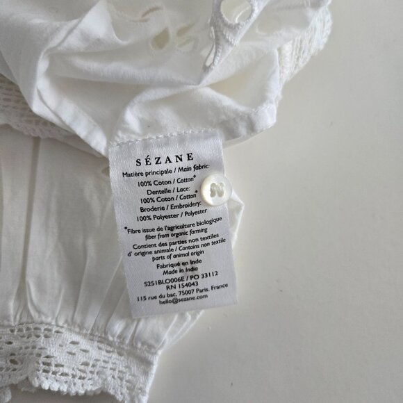 Sezane Enea Blouse Ecru Size 10 - Picture 7 of 7